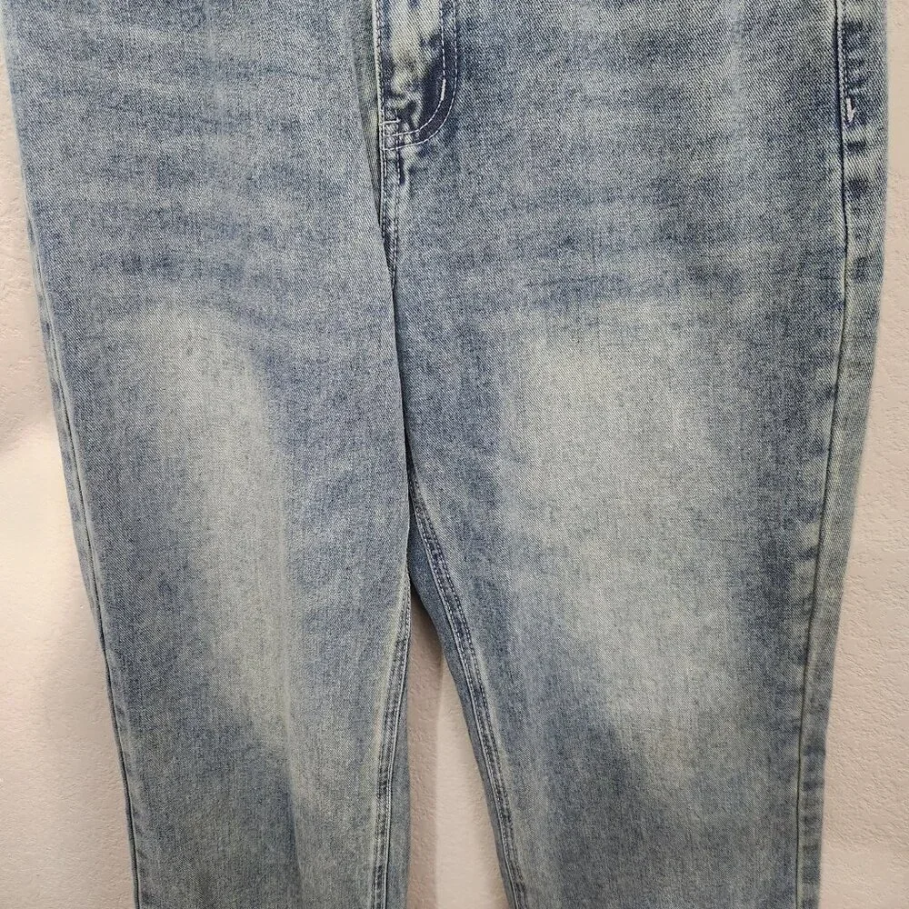 Womens Washed Blue Denim Crop Jeans XS Relaxed Fit Stretch Made In China